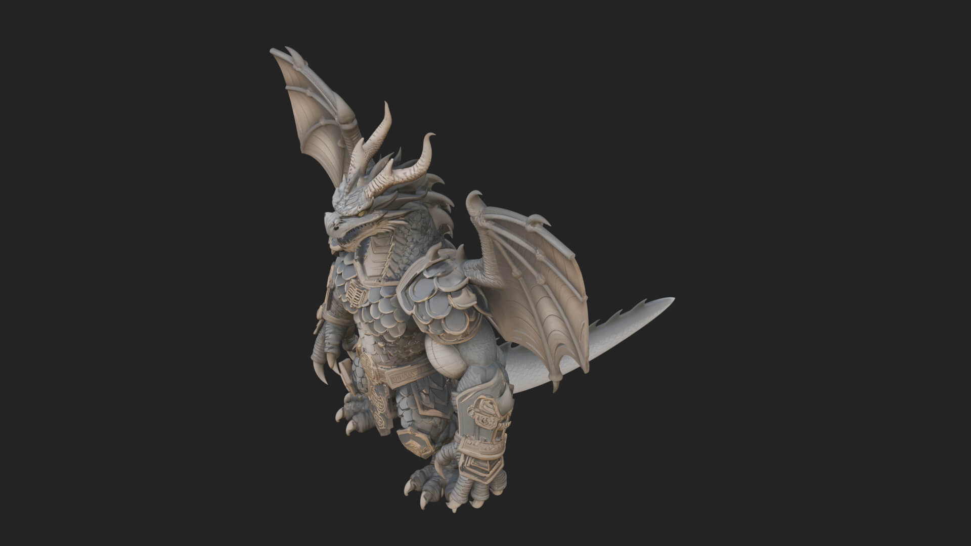 Winged Dragon Demon Statue Design 16 3D Print Model 3D Model