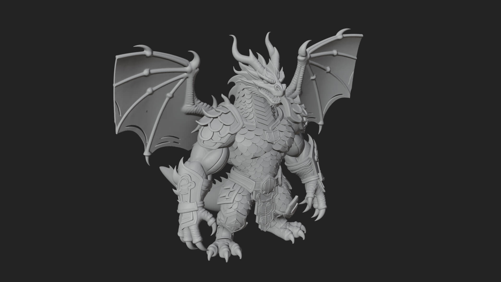 Winged Dragon Demon Statue Design 16 3D Print Model 3D Model