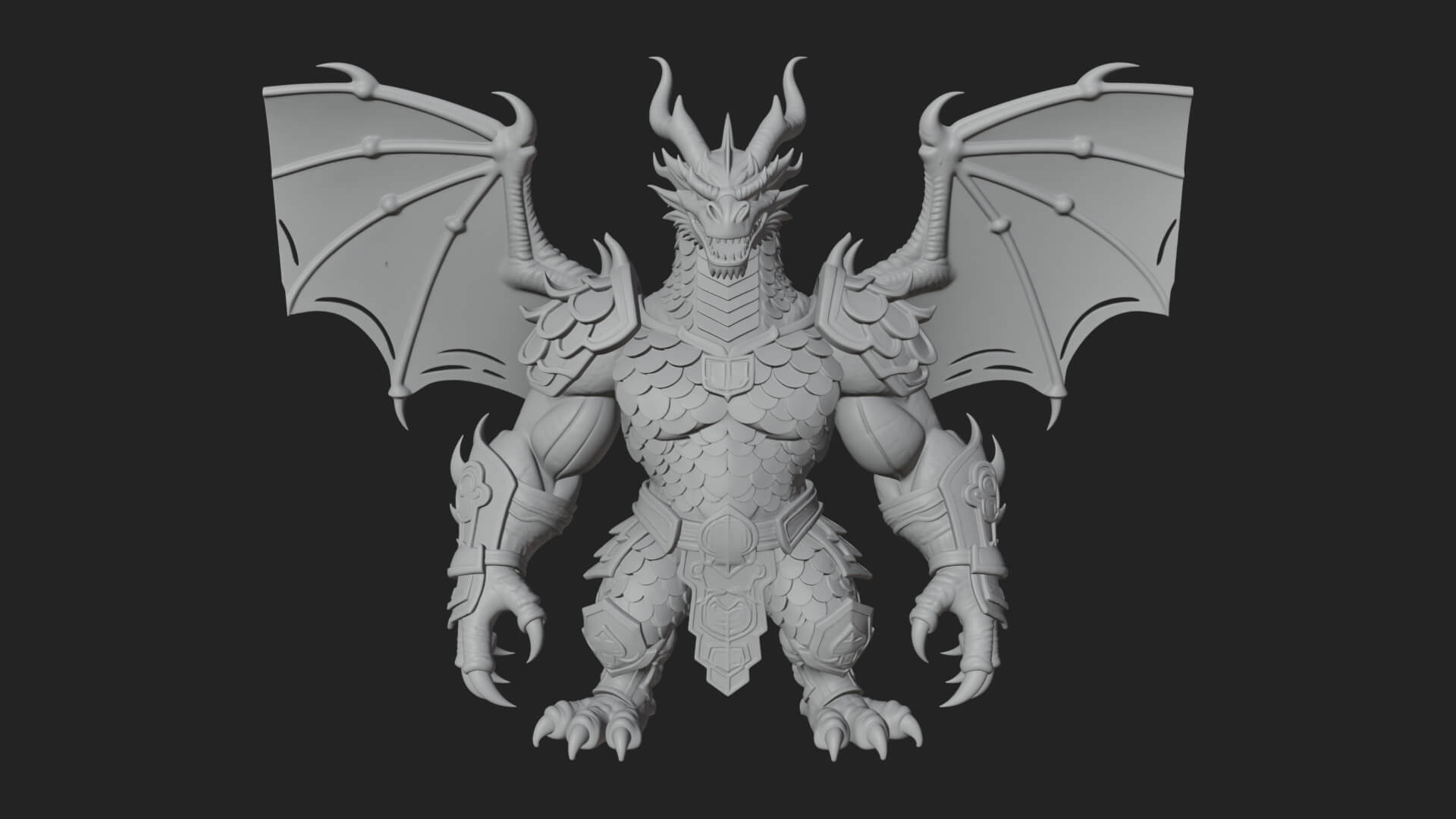 Winged Dragon Demon Statue Design 16 3D Print Model 3D Model