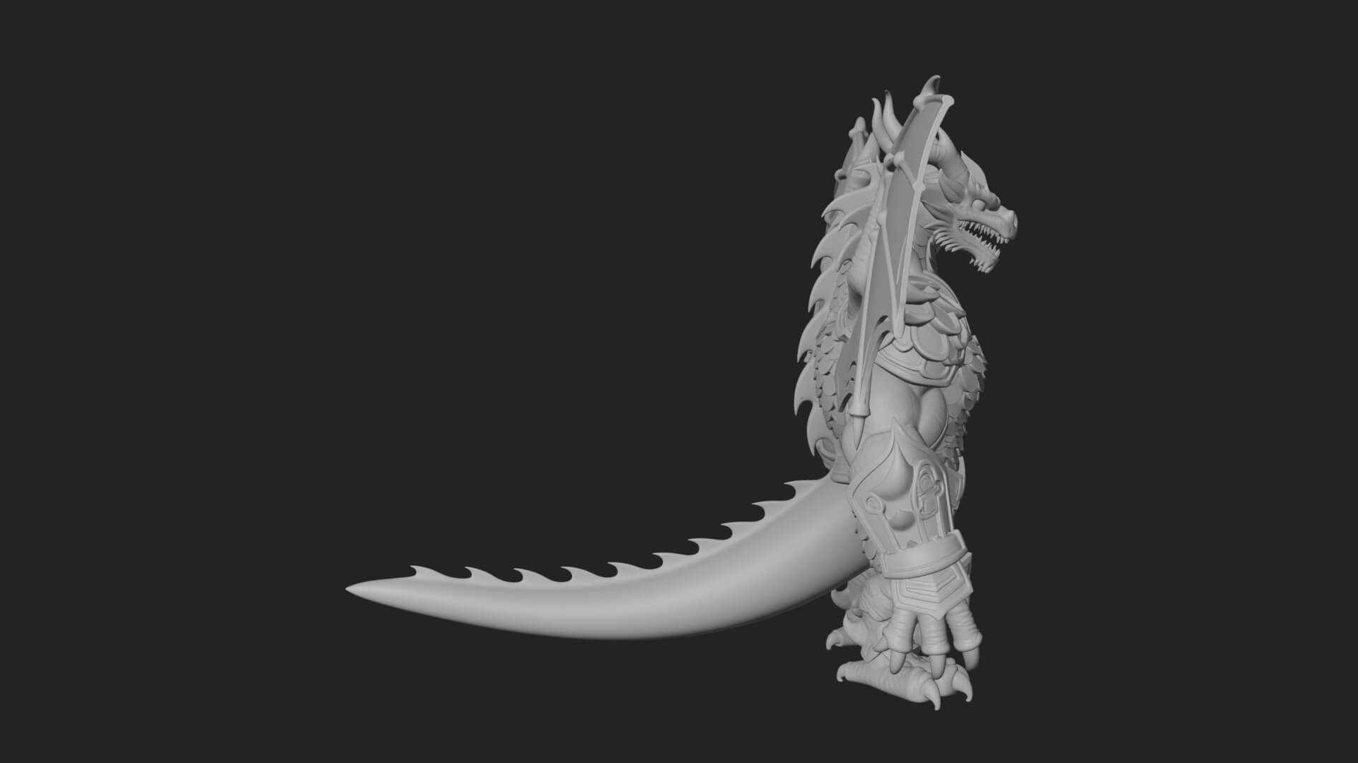 Winged Dragon Demon Statue Design 16 3D Print Model 3D Model