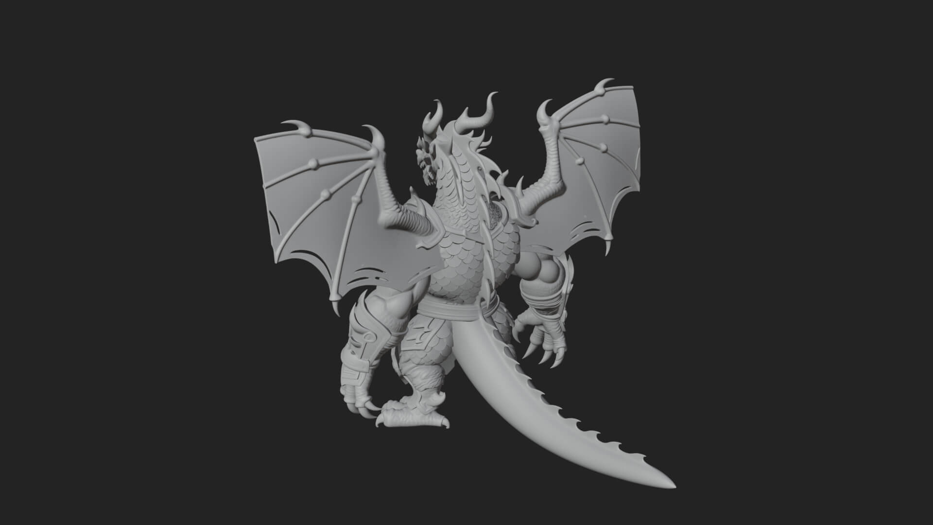 Winged Dragon Demon Statue Design 16 3D Print Model 3D Model