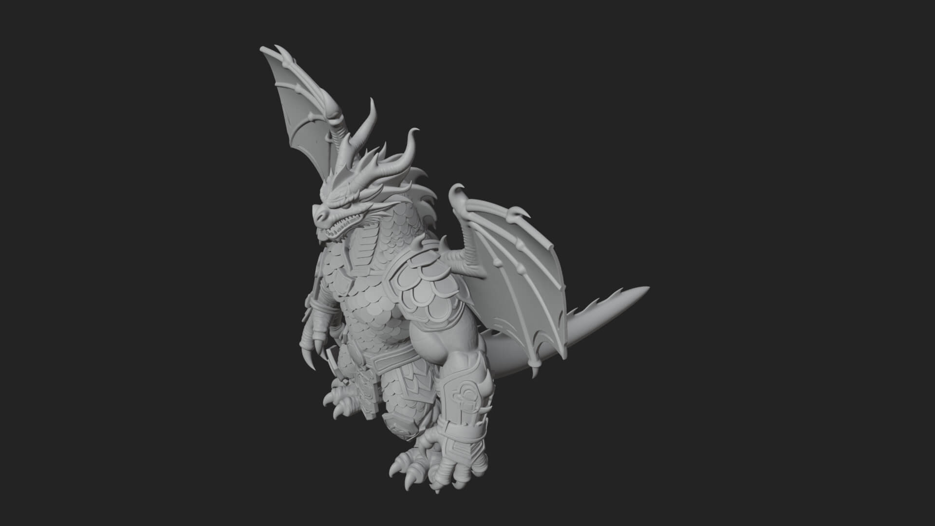 Winged Dragon Demon Statue Design 16 3D Print Model 3D Model