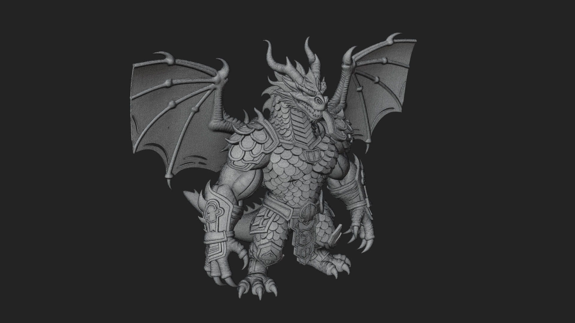 Winged Dragon Demon Statue Design 16 3D Print Model 3D Model