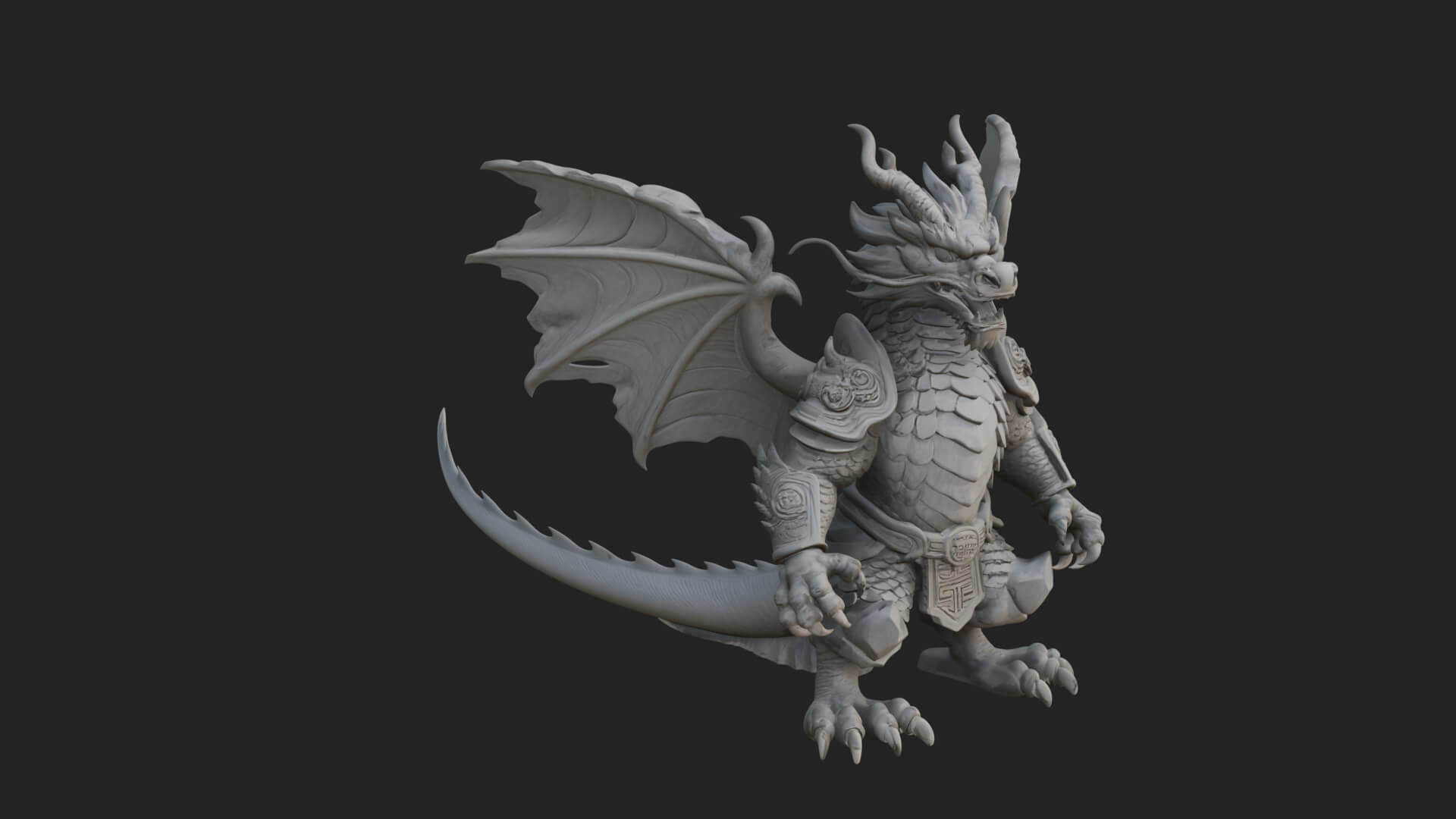 Winged Dragon Demon Statue Design 17 3D Print Model 3D Model