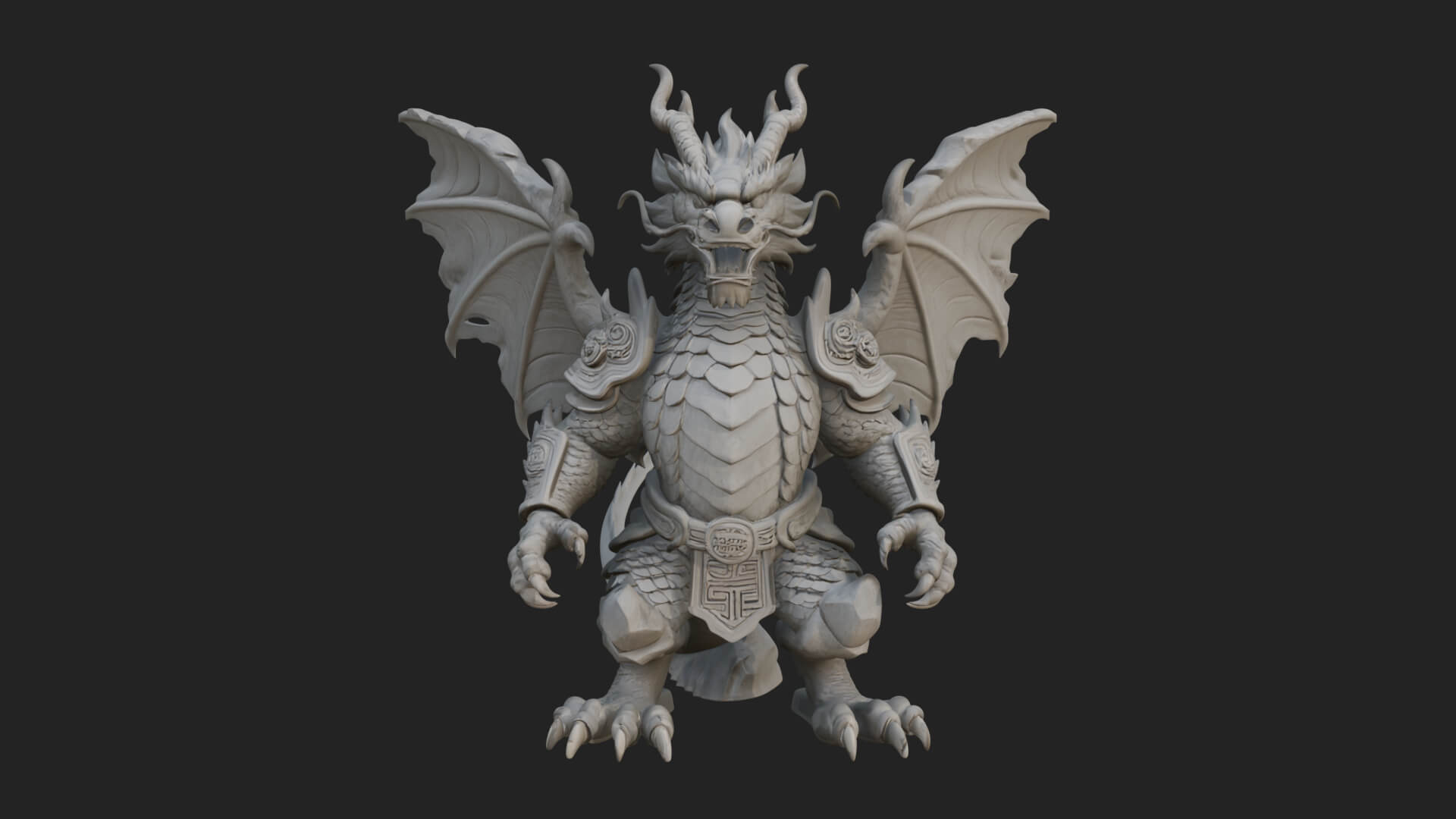 Winged Dragon Demon Statue Design 17 3D Print Model 3D Model