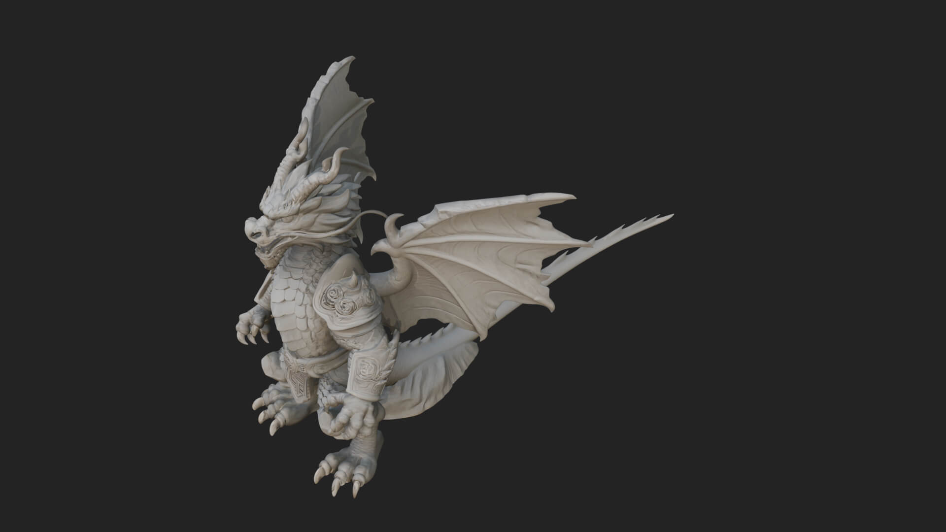 Winged Dragon Demon Statue Design 17 3D Print Model 3D Model