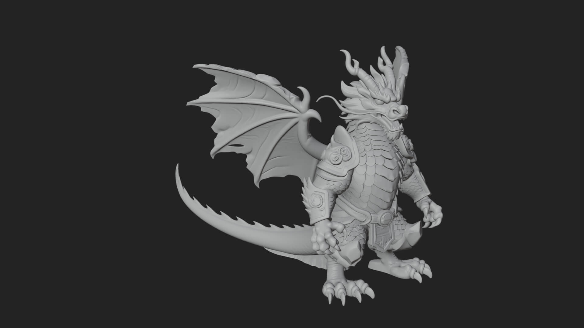 Winged Dragon Demon Statue Design 17 3D Print Model 3D Model