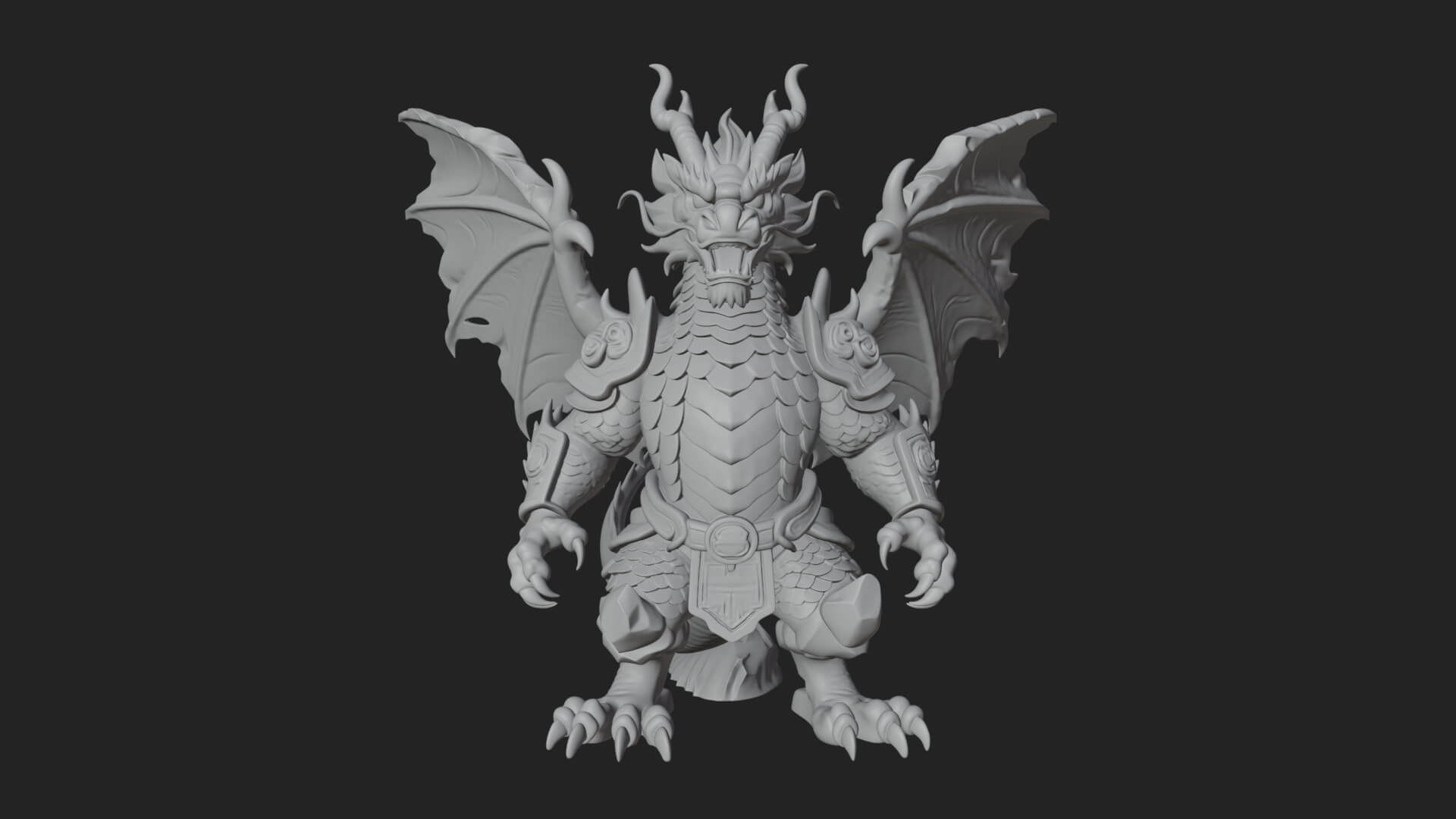 Winged Dragon Demon Statue Design 17 3D Print Model 3D Model