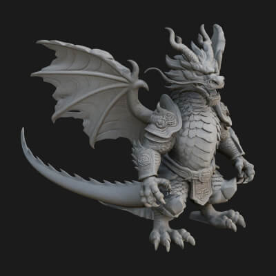 Winged Dragon Demon Statue Design 17 3D Print Model