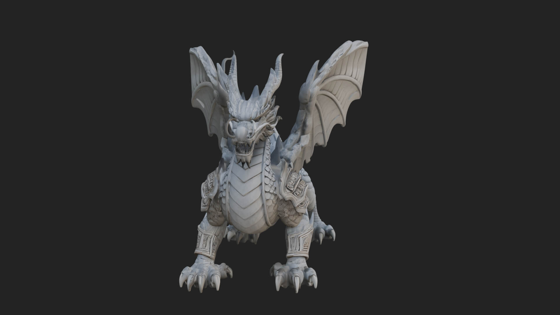 Winged Dragon Demon Statue Design 18 3D Print Model 3D Model