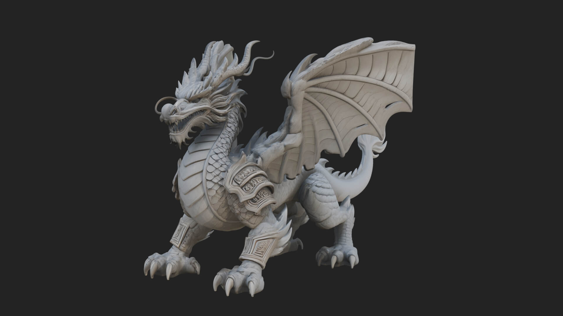 Winged Dragon Demon Statue Design 18 3D Print Model 3D Model