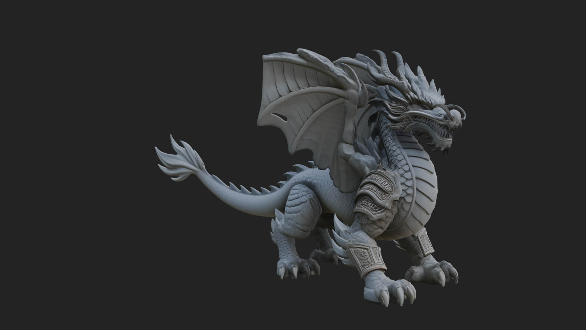 Winged Dragon Demon Statue Design 18 3D Print Model 3D Model