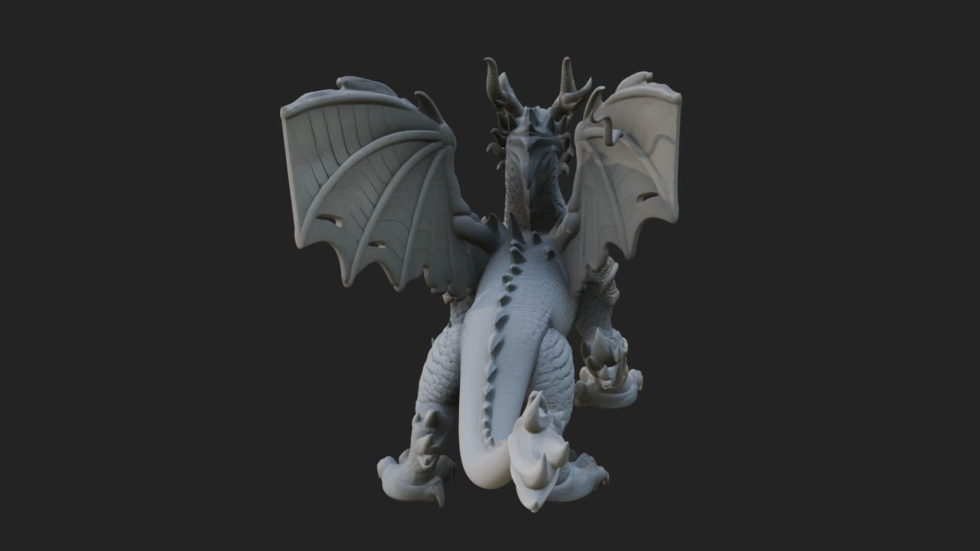 Winged Dragon Demon Statue Design 18 3D Print Model 3D Model