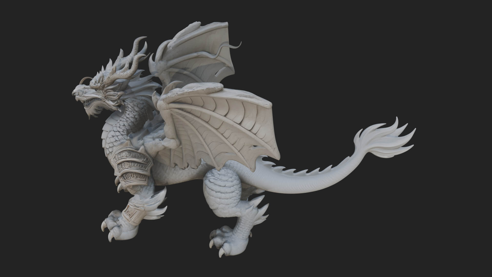 Winged Dragon Demon Statue Design 18 3D Print Model 3D Model