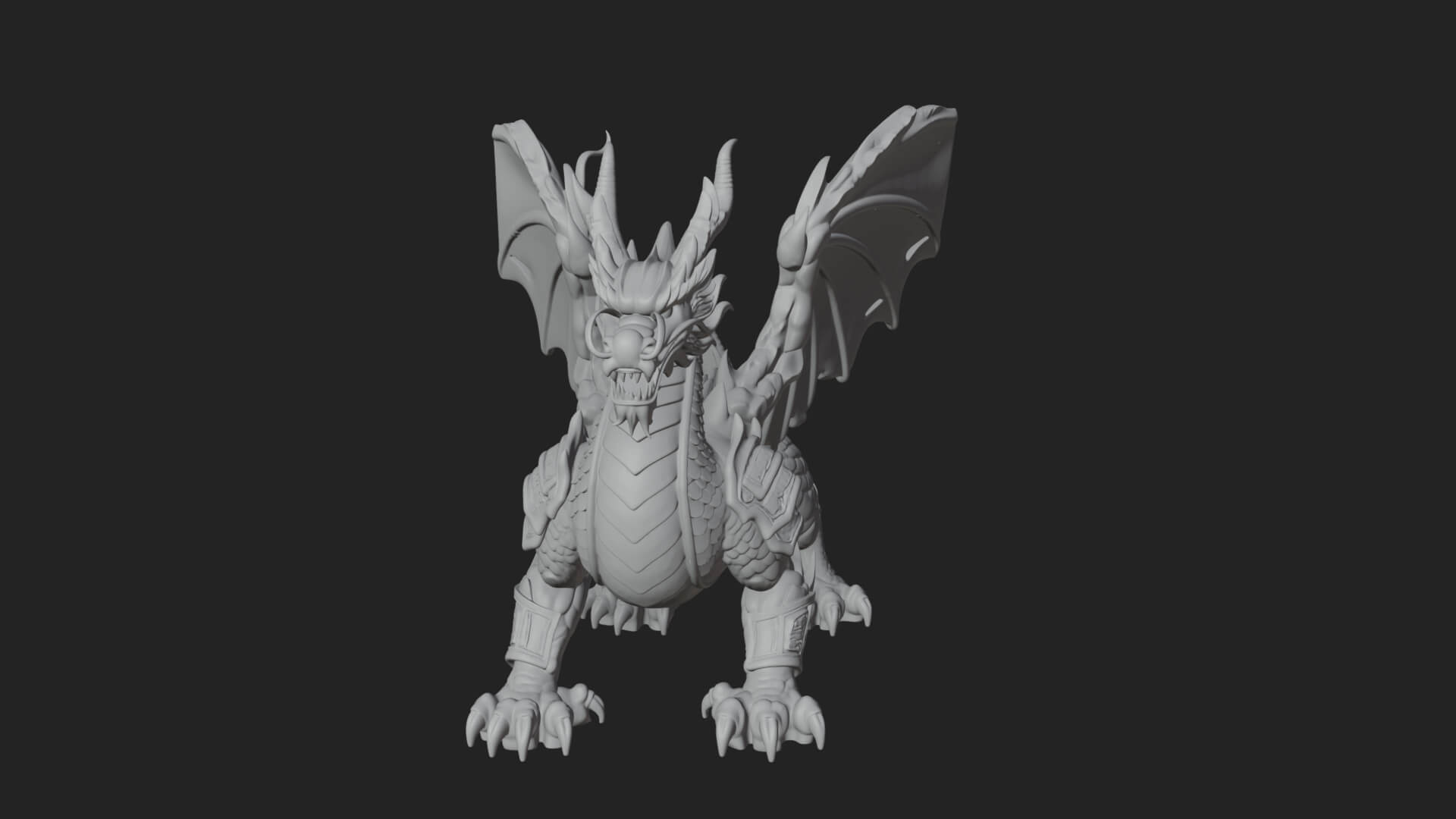 Winged Dragon Demon Statue Design 18 3D Print Model 3D Model