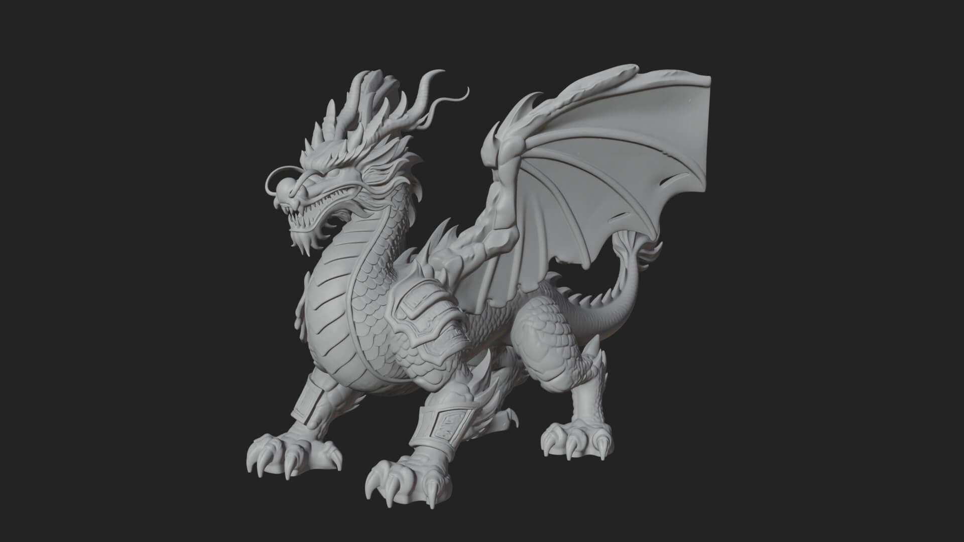 Winged Dragon Demon Statue Design 18 3D Print Model 3D Model