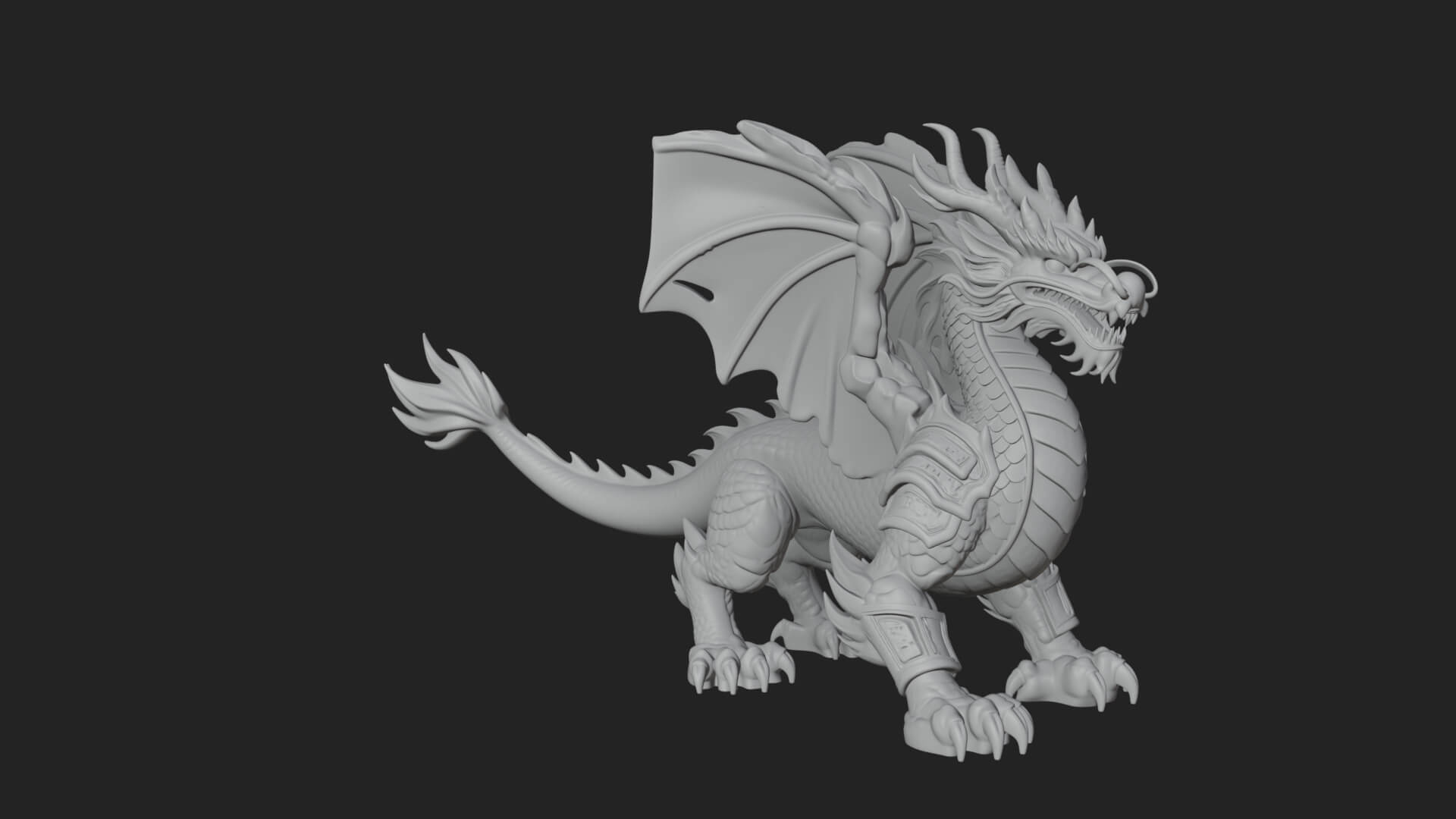 Winged Dragon Demon Statue Design 18 3D Print Model 3D Model