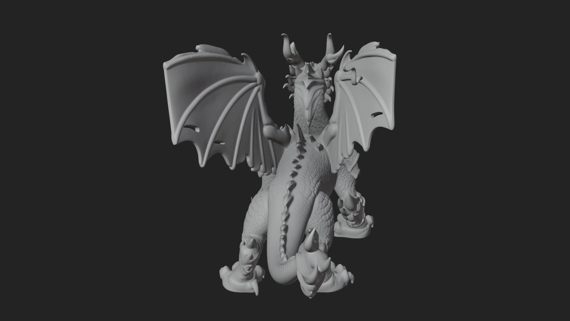 Winged Dragon Demon Statue Design 18 3D Print Model 3D Model