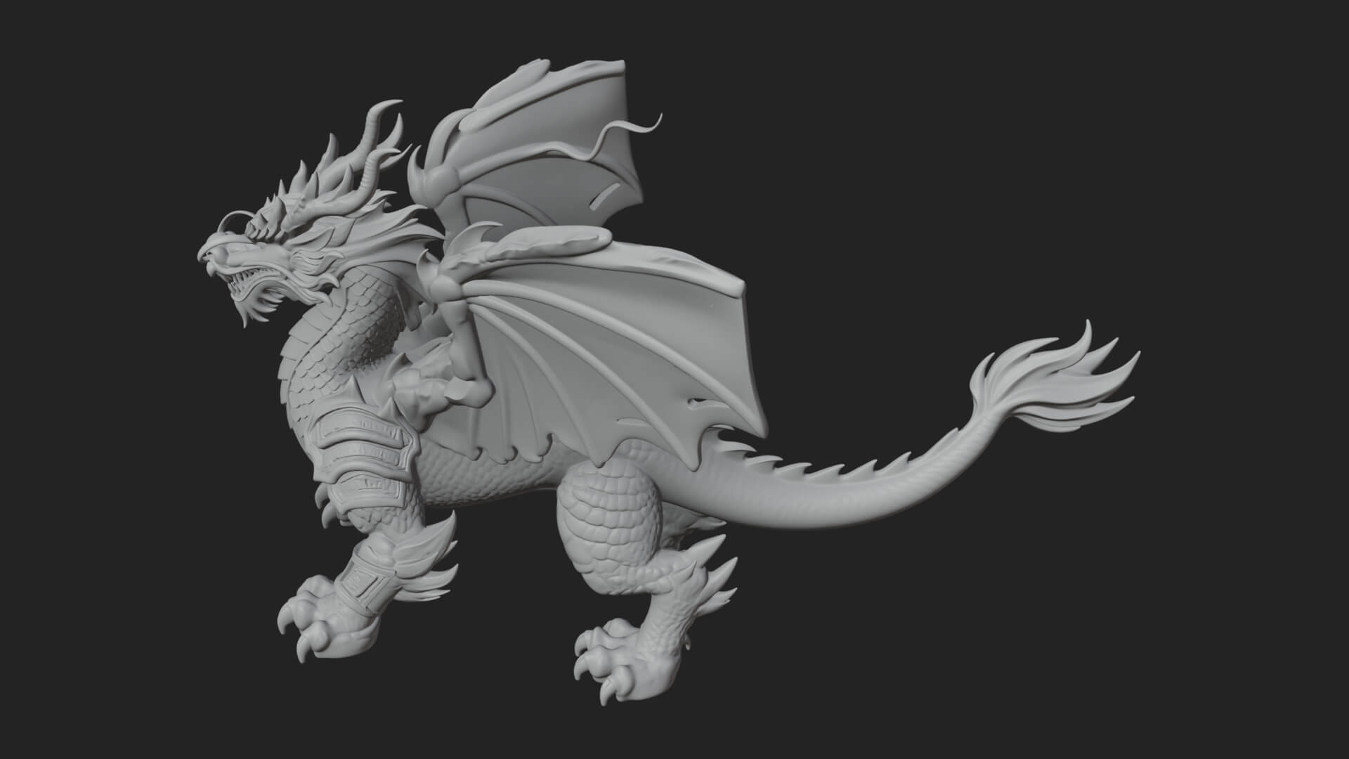 Winged Dragon Demon Statue Design 18 3D Print Model 3D Model