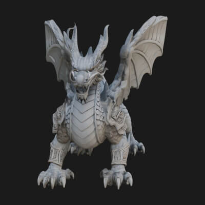 Winged Dragon Demon Statue Design 18 3D Print Model