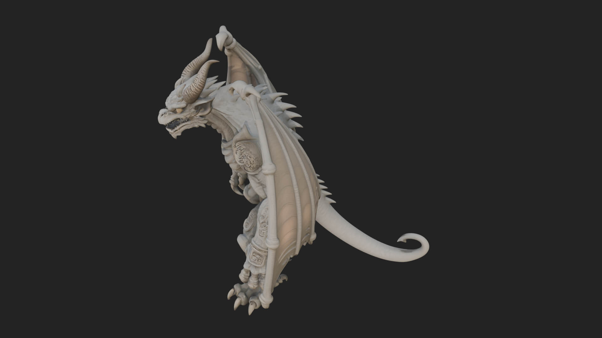 Winged Dragon Demon Statue Design 19 3D Print Model 3D Model
