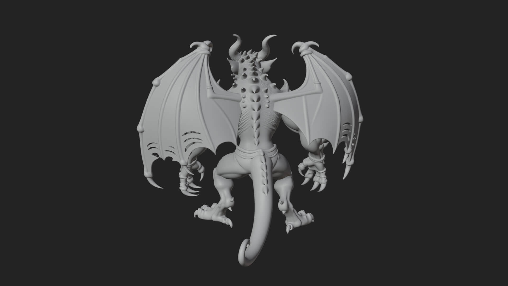 Winged Dragon Demon Statue Design 19 3D Print Model 3D Model