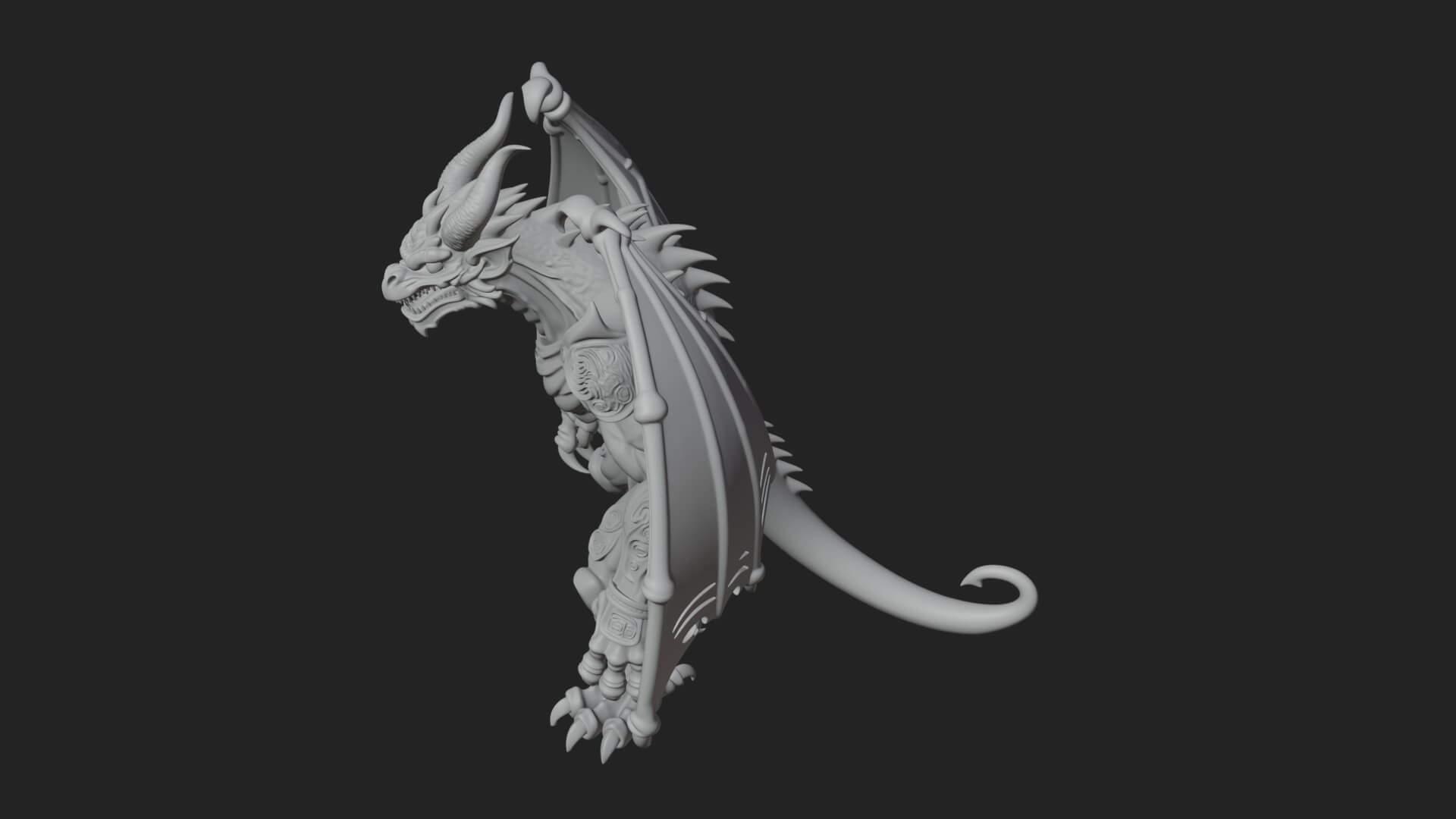 Winged Dragon Demon Statue Design 19 3D Print Model 3D Model