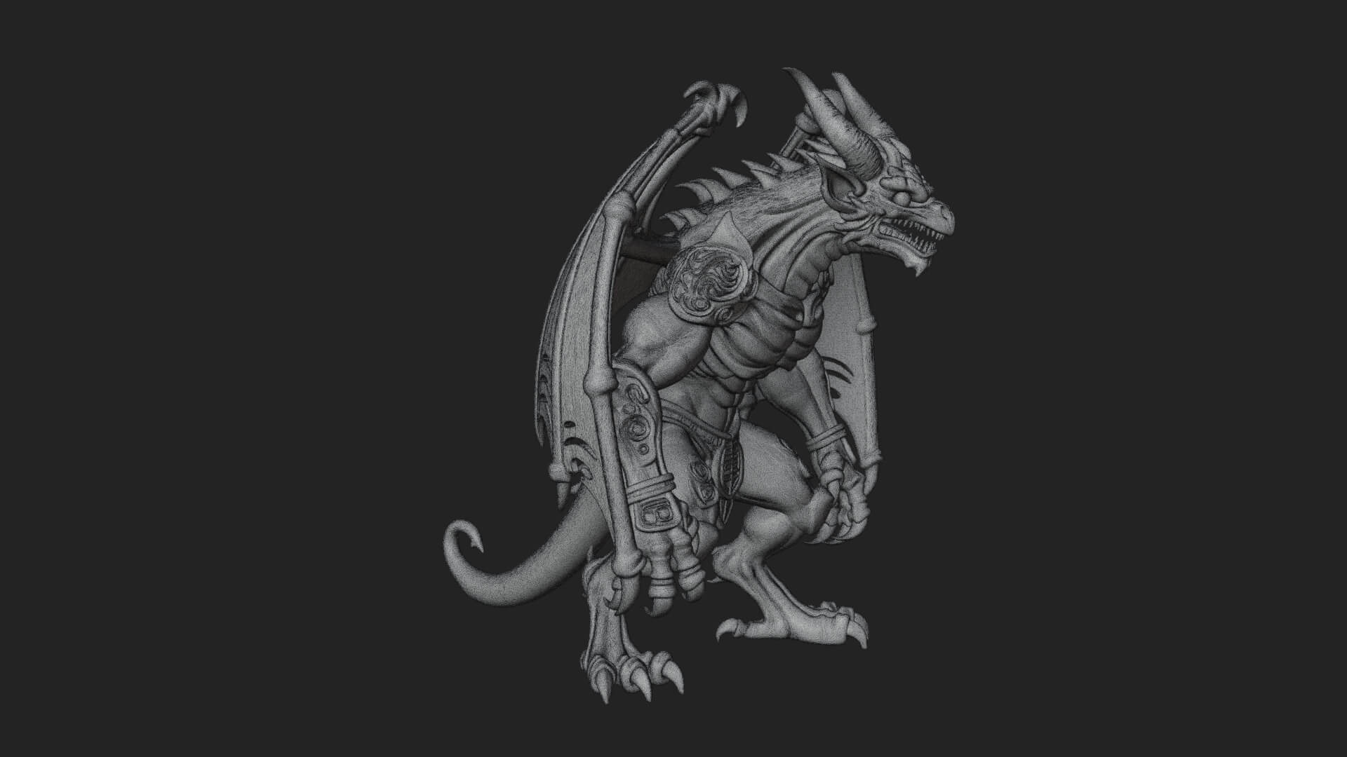 Winged Dragon Demon Statue Design 19 3D Print Model 3D Model