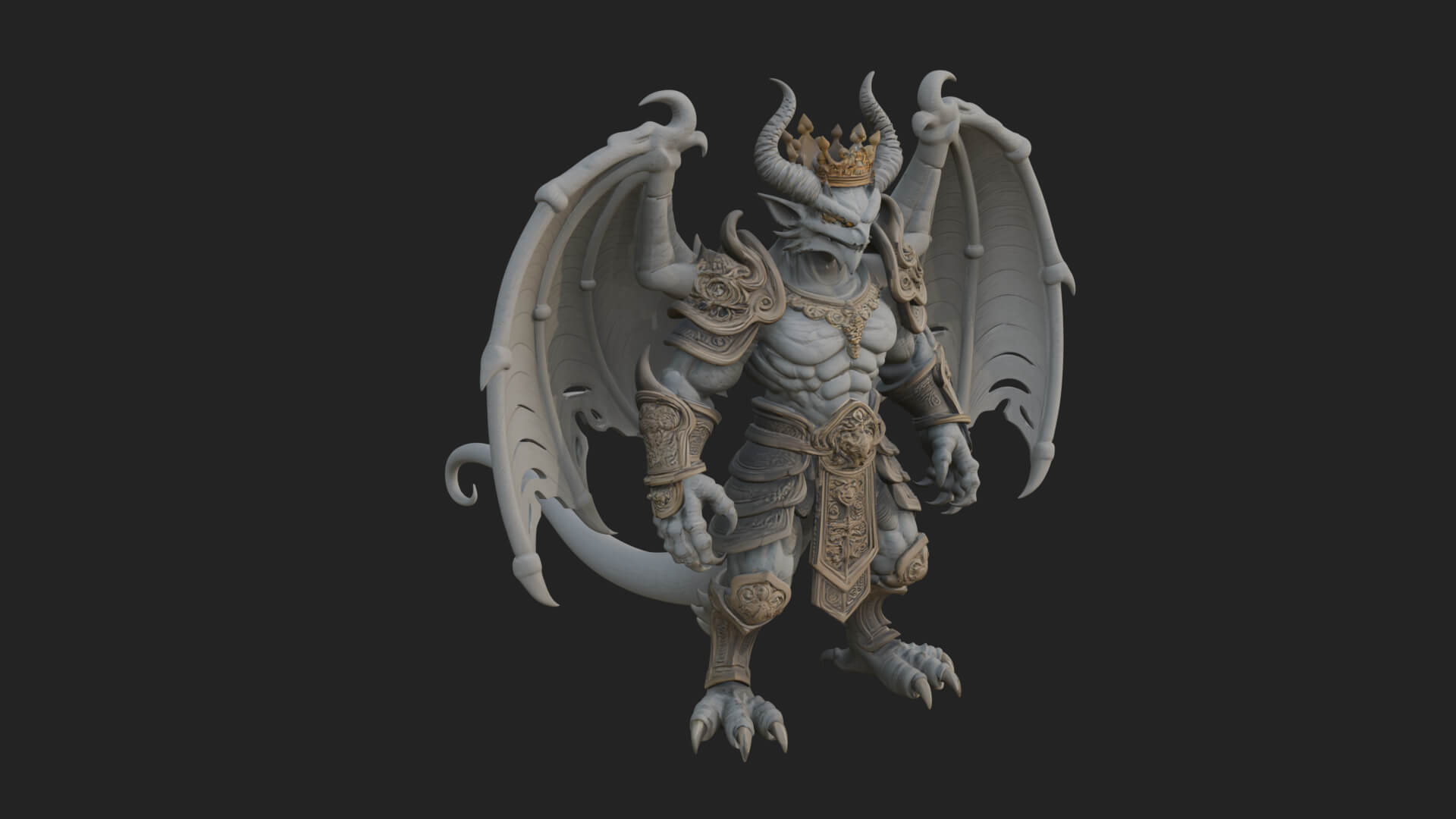 Winged Dragon Demon Statue Design 20 3D Print Model 3D Model