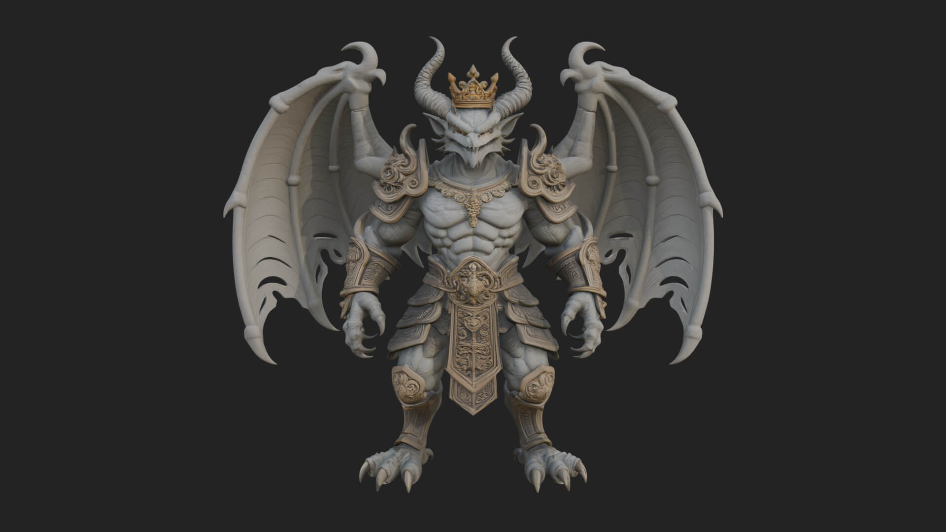 Winged Dragon Demon Statue Design 20 3D Print Model 3D Model