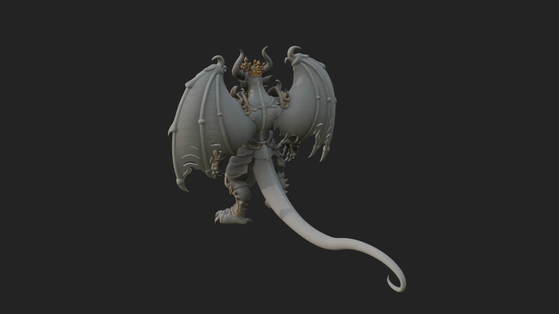 Winged Dragon Demon Statue Design 20 3D Print Model 3D Model