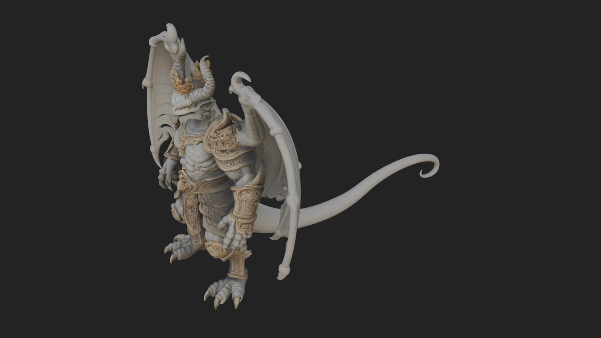 Winged Dragon Demon Statue Design 20 3D Print Model 3D Model