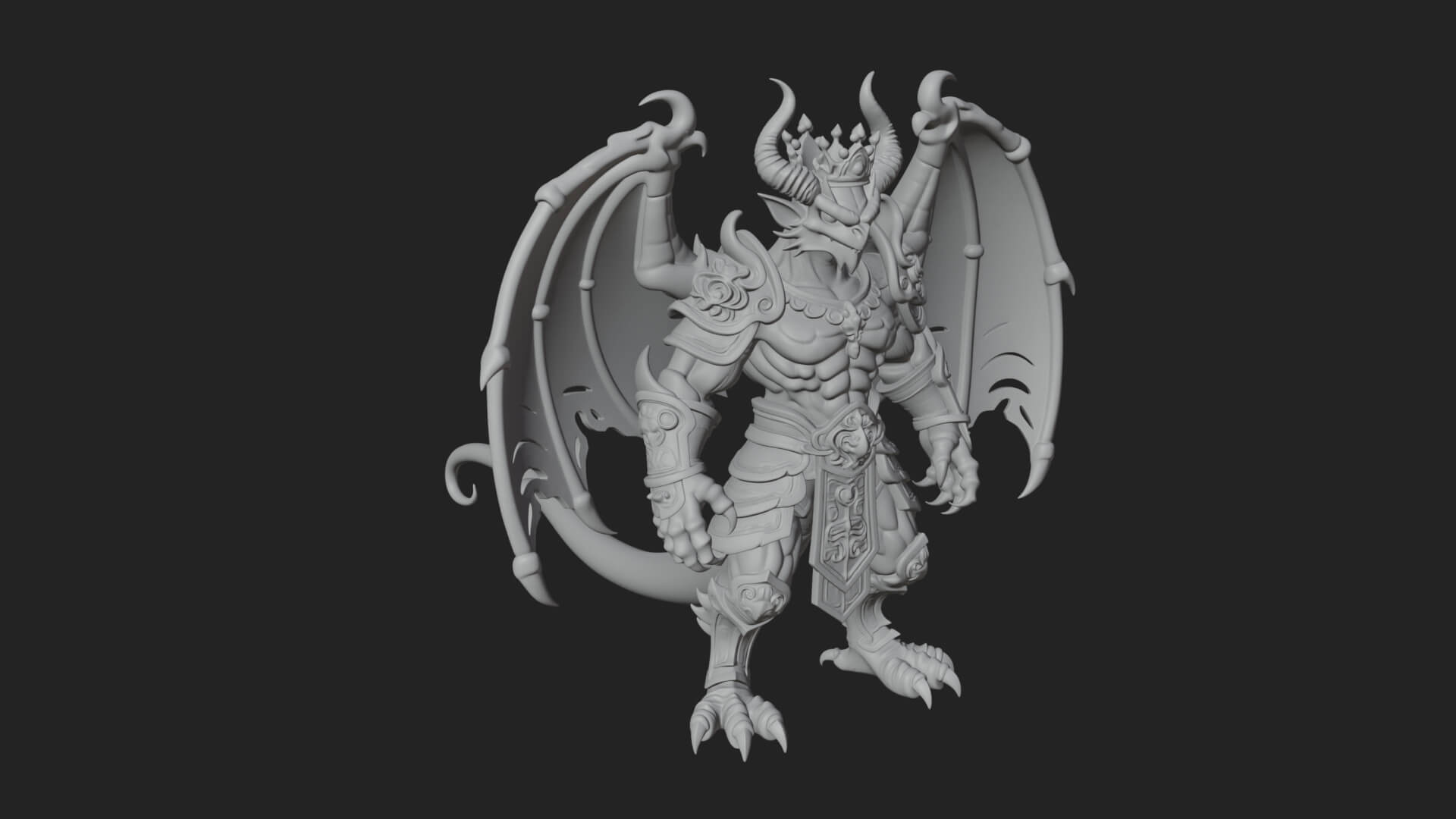 Winged Dragon Demon Statue Design 20 3D Print Model 3D Model
