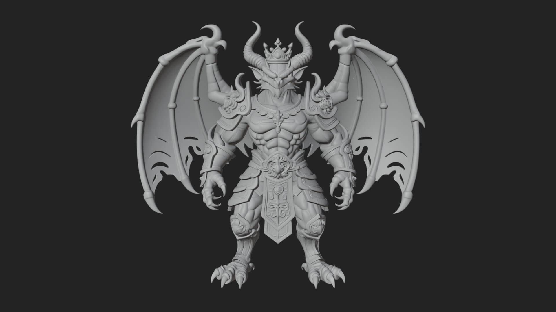 Winged Dragon Demon Statue Design 20 3D Print Model 3D Model