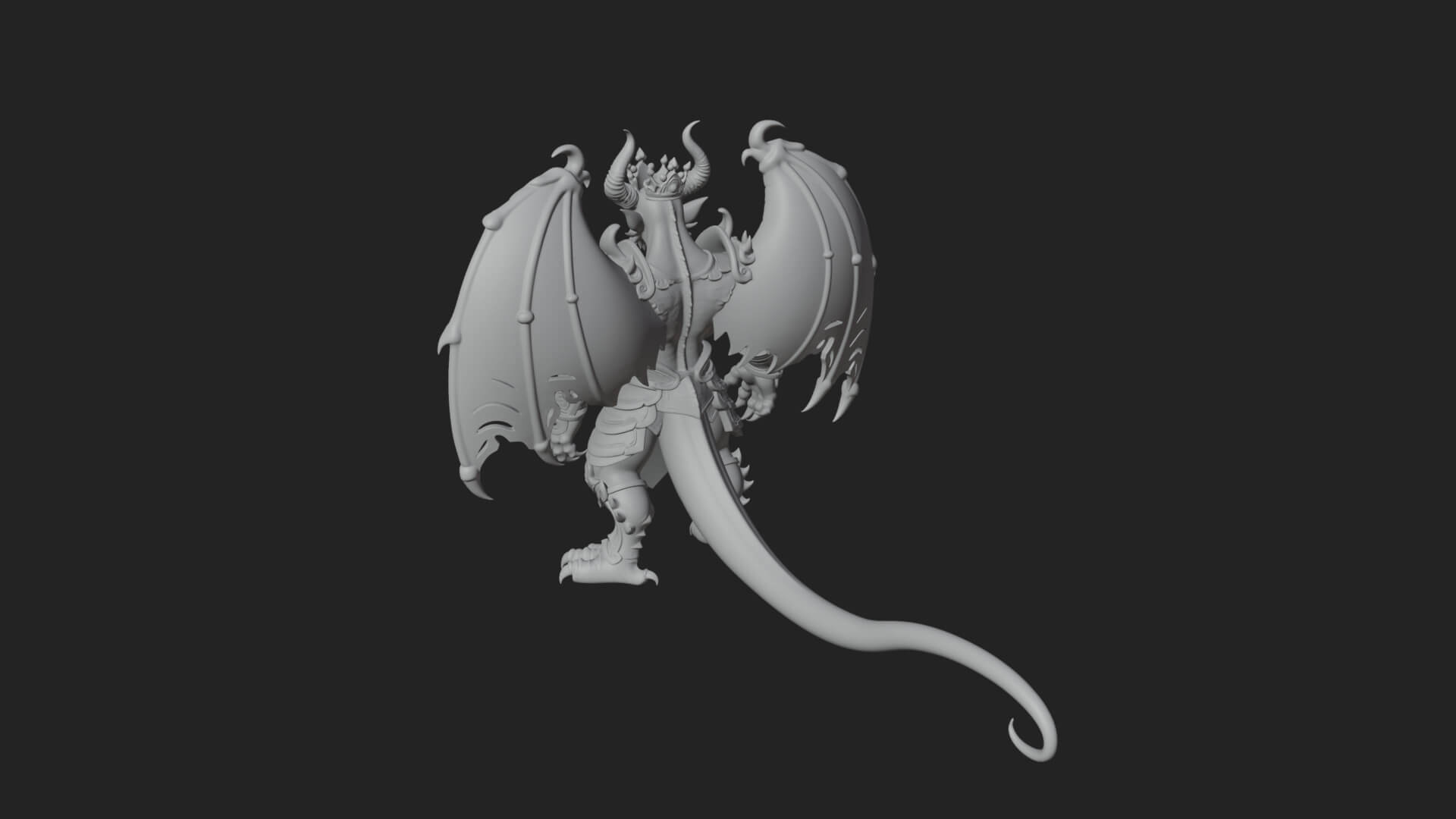 Winged Dragon Demon Statue Design 20 3D Print Model 3D Model