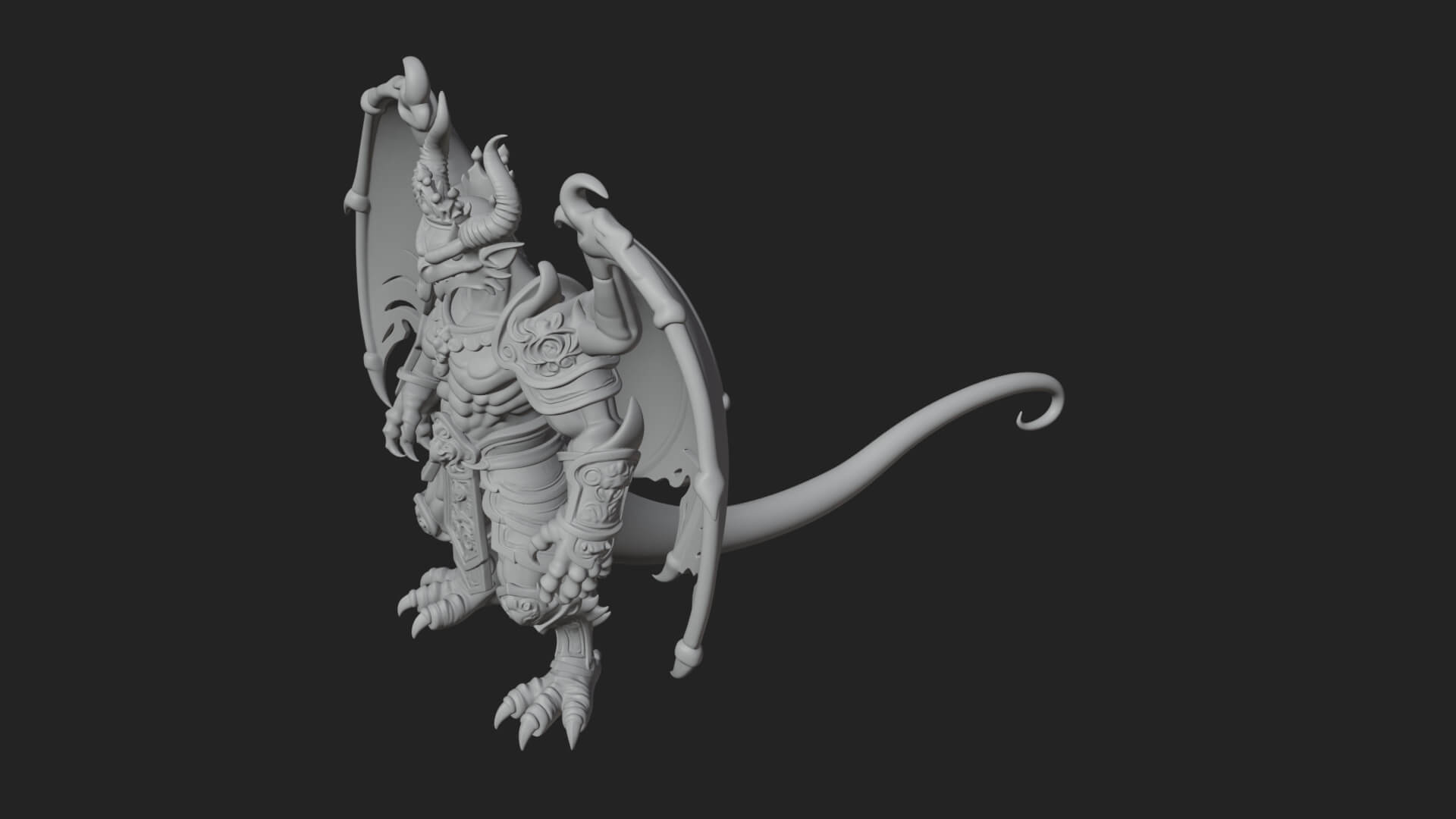 Winged Dragon Demon Statue Design 20 3D Print Model 3D Model