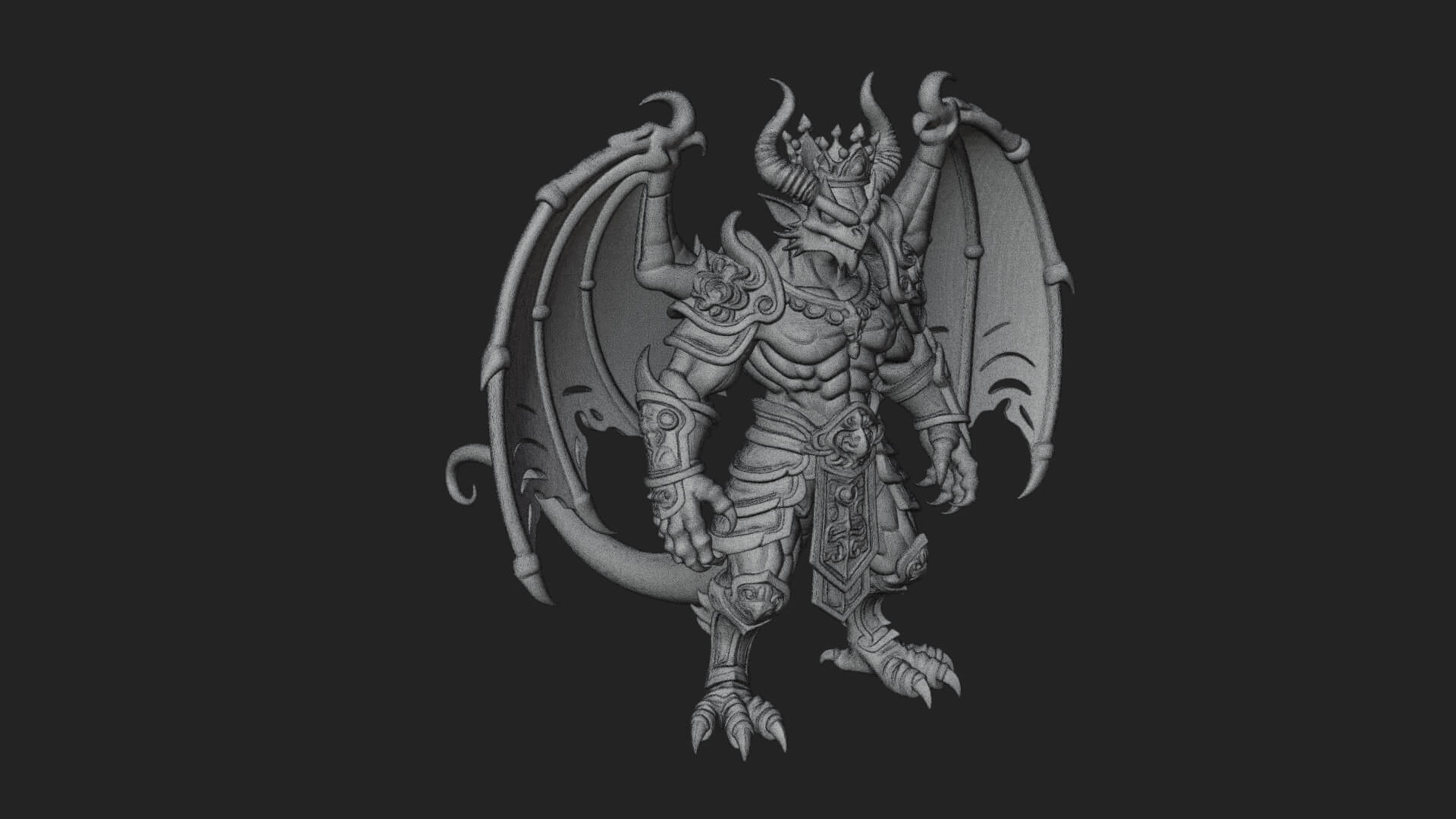 Winged Dragon Demon Statue Design 20 3D Print Model 3D Model