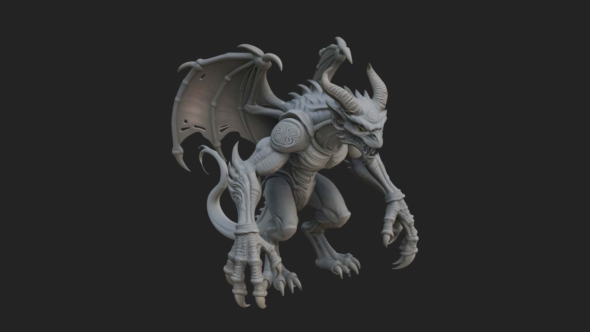 Winged Dragon Demon Statue Design 21 3D Print Model 3D Model
