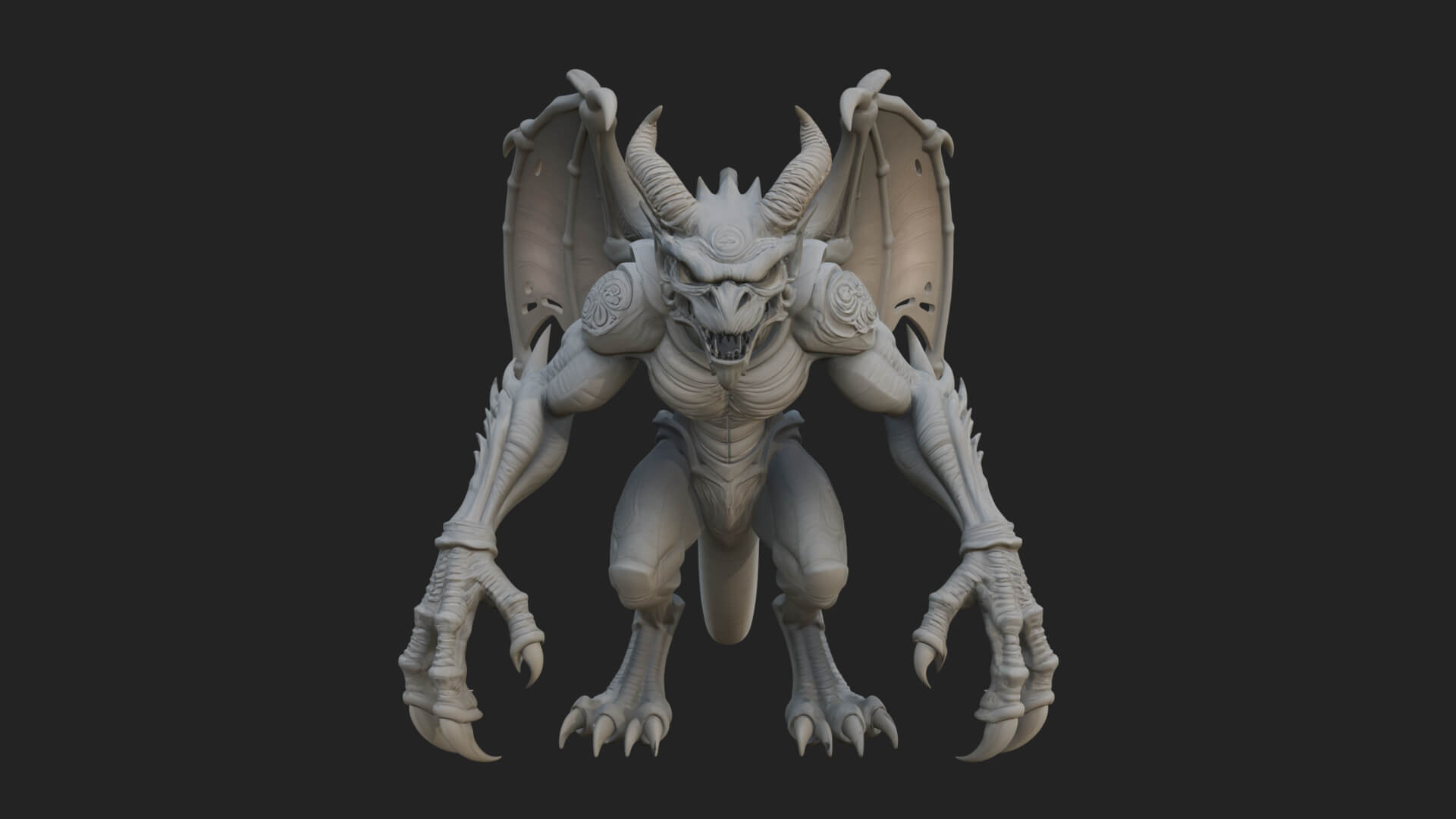 Winged Dragon Demon Statue Design 21 3D Print Model 3D Model