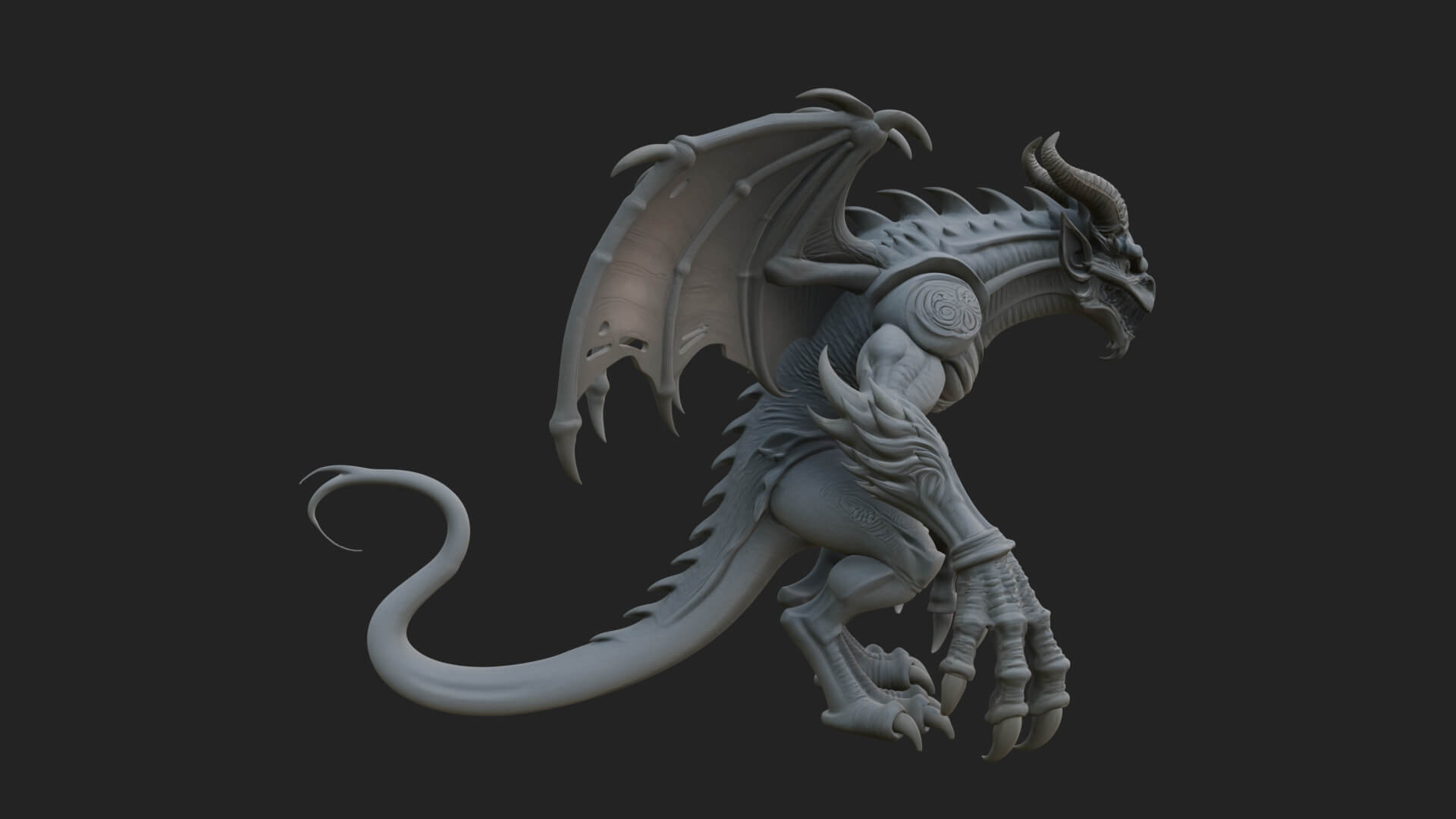 Winged Dragon Demon Statue Design 21 3D Print Model 3D Model