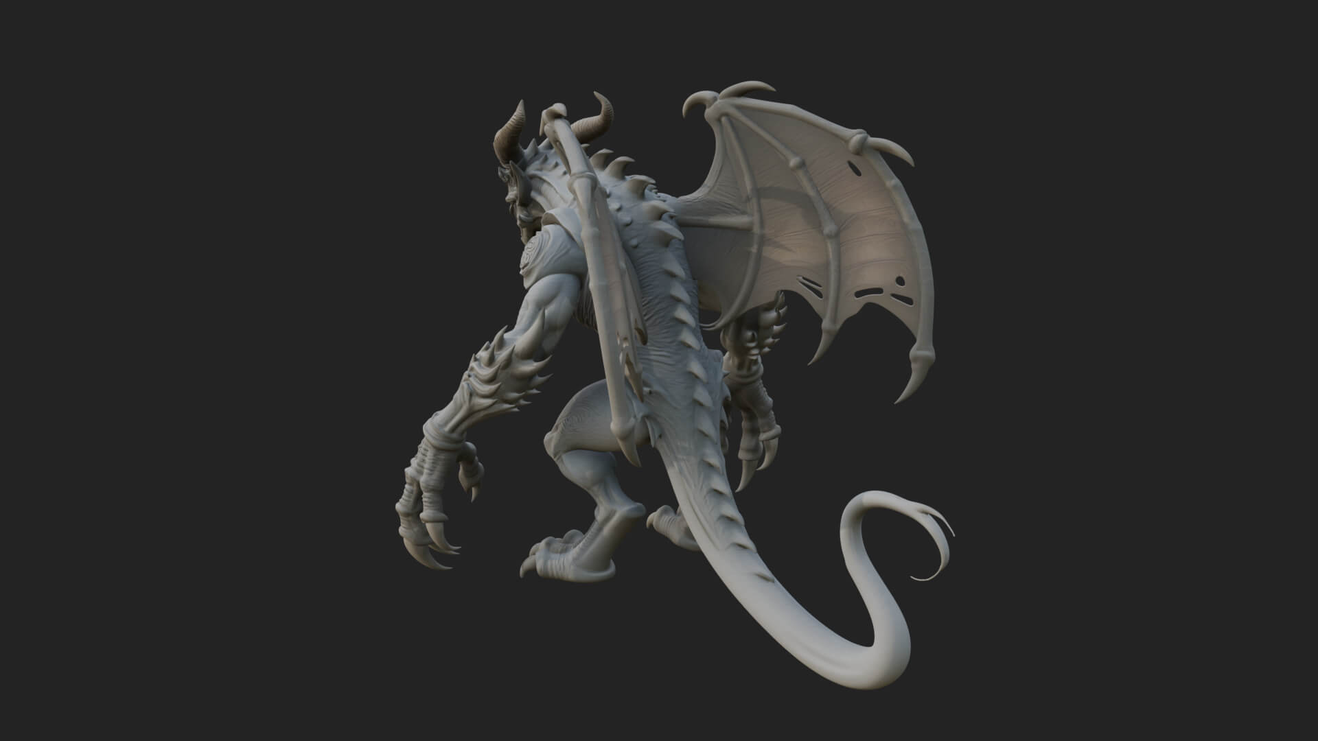 Winged Dragon Demon Statue Design 21 3D Print Model 3D Model