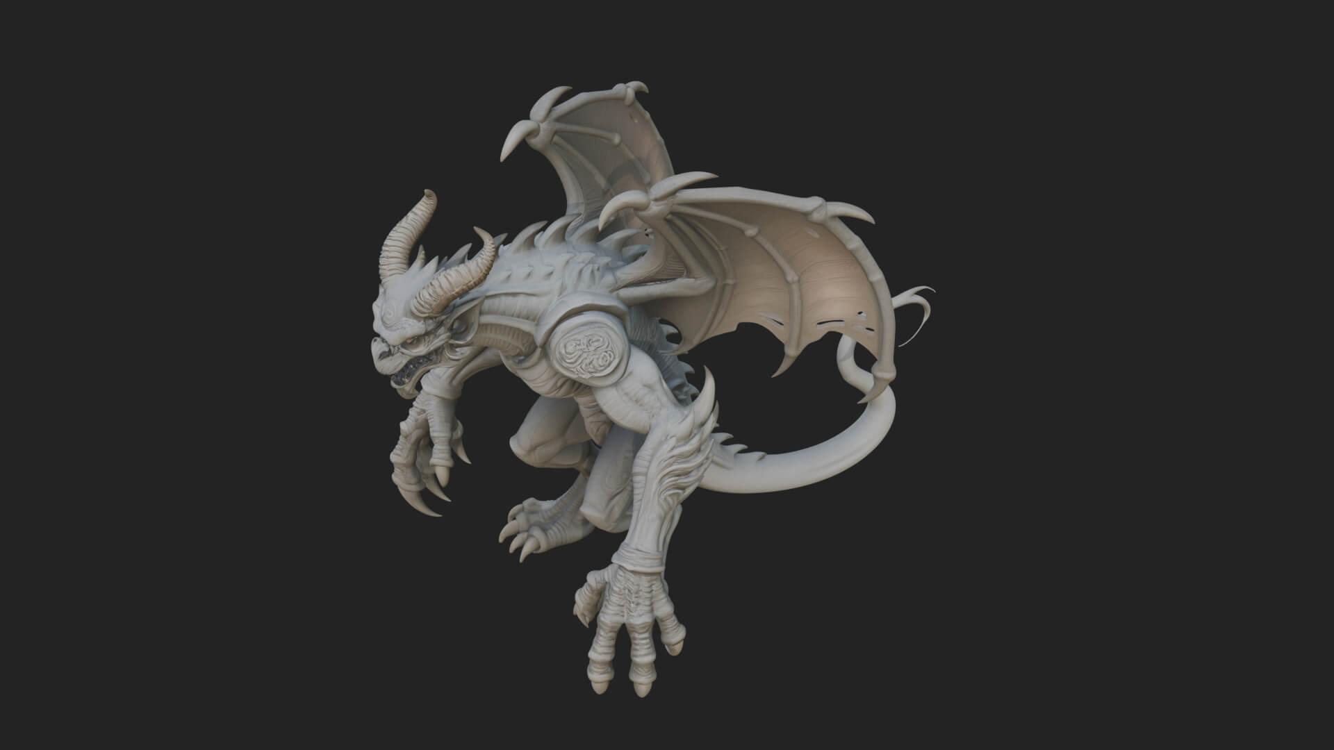 Winged Dragon Demon Statue Design 21 3D Print Model 3D Model