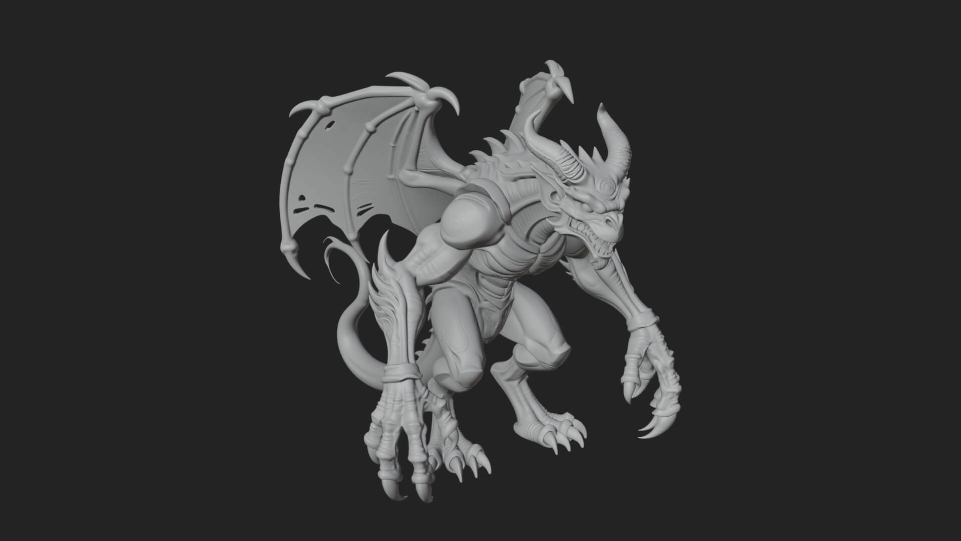 Winged Dragon Demon Statue Design 21 3D Print Model 3D Model