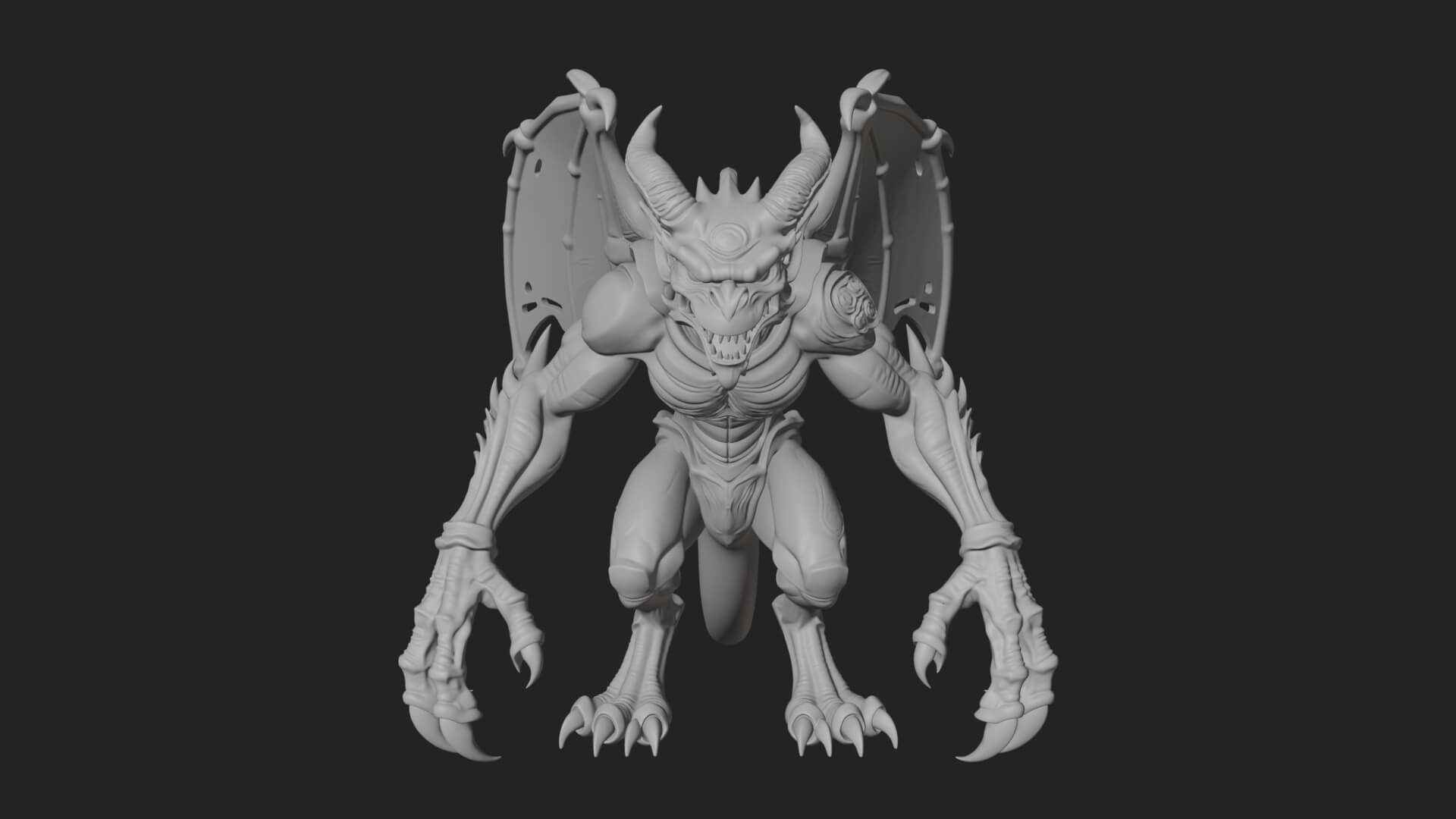 Winged Dragon Demon Statue Design 21 3D Print Model 3D Model