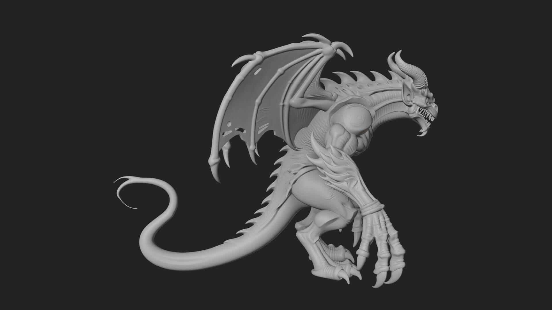 Winged Dragon Demon Statue Design 21 3D Print Model 3D Model
