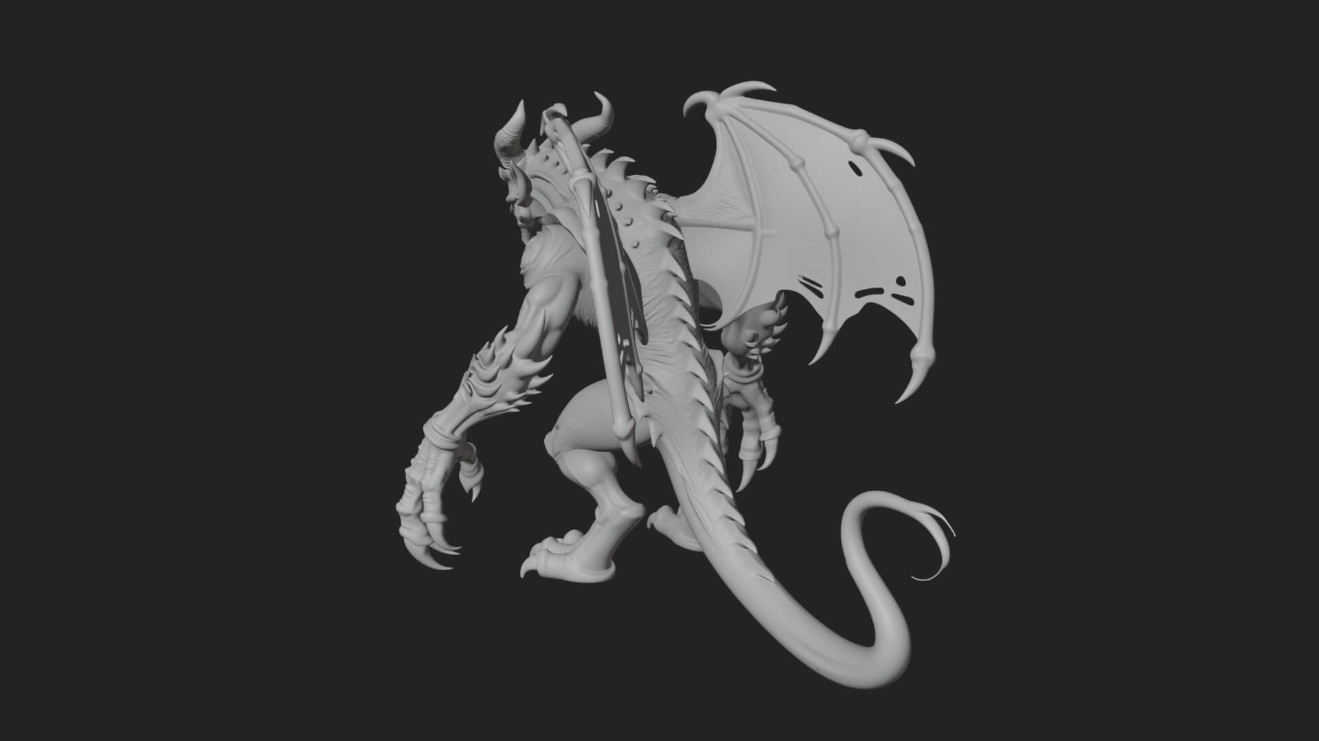 Winged Dragon Demon Statue Design 21 3D Print Model 3D Model