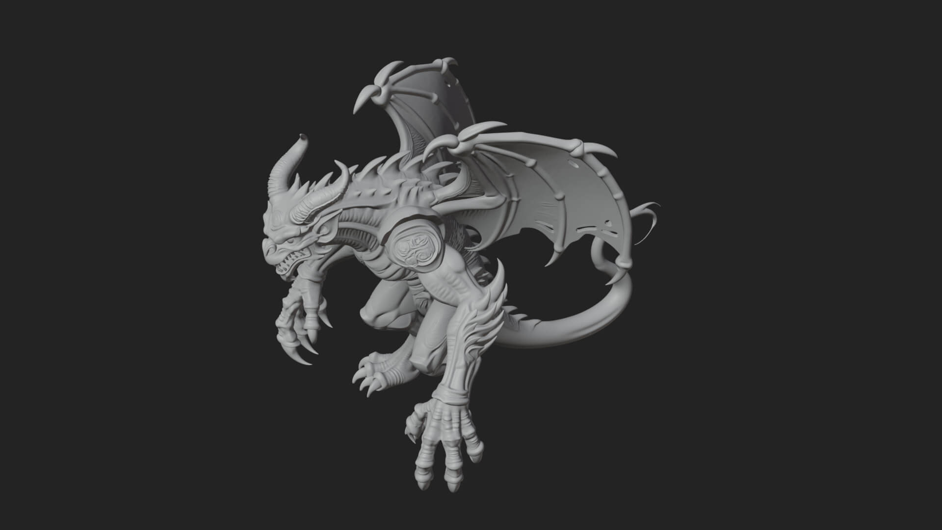 Winged Dragon Demon Statue Design 21 3D Print Model 3D Model