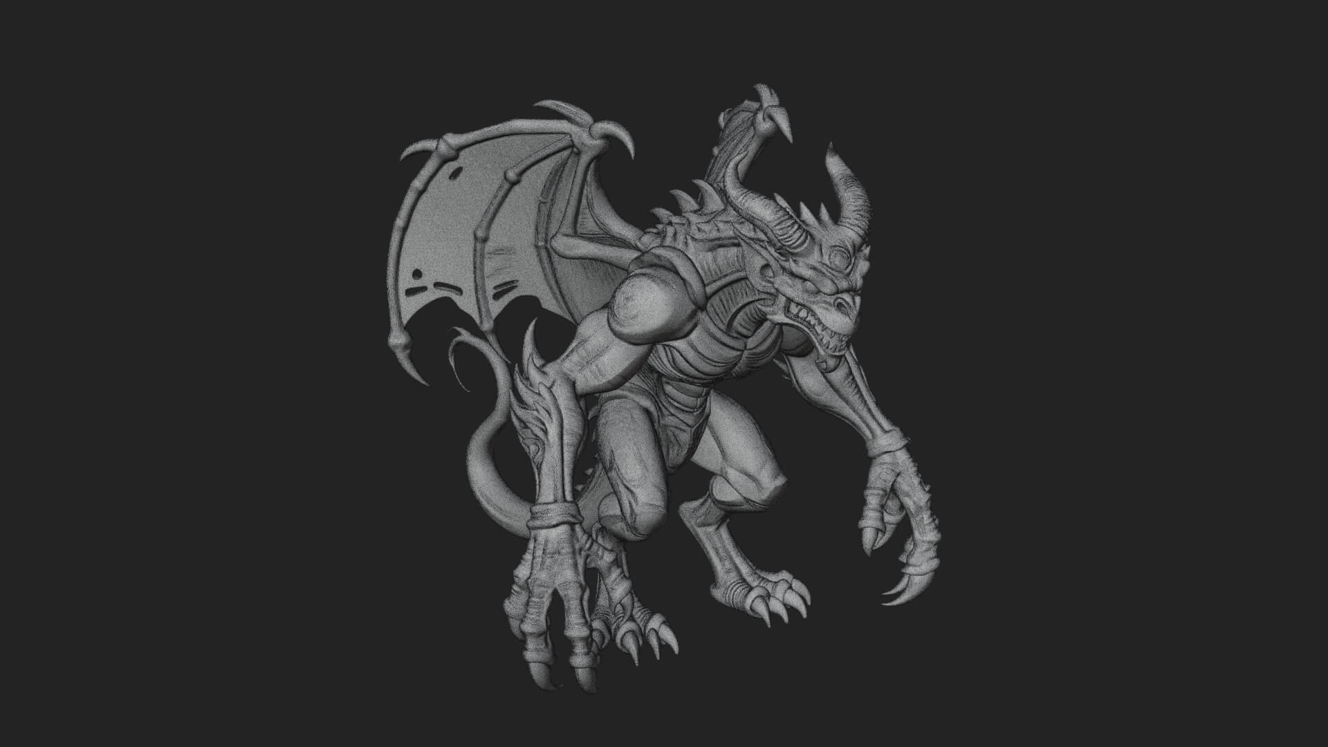 Winged Dragon Demon Statue Design 21 3D Print Model 3D Model