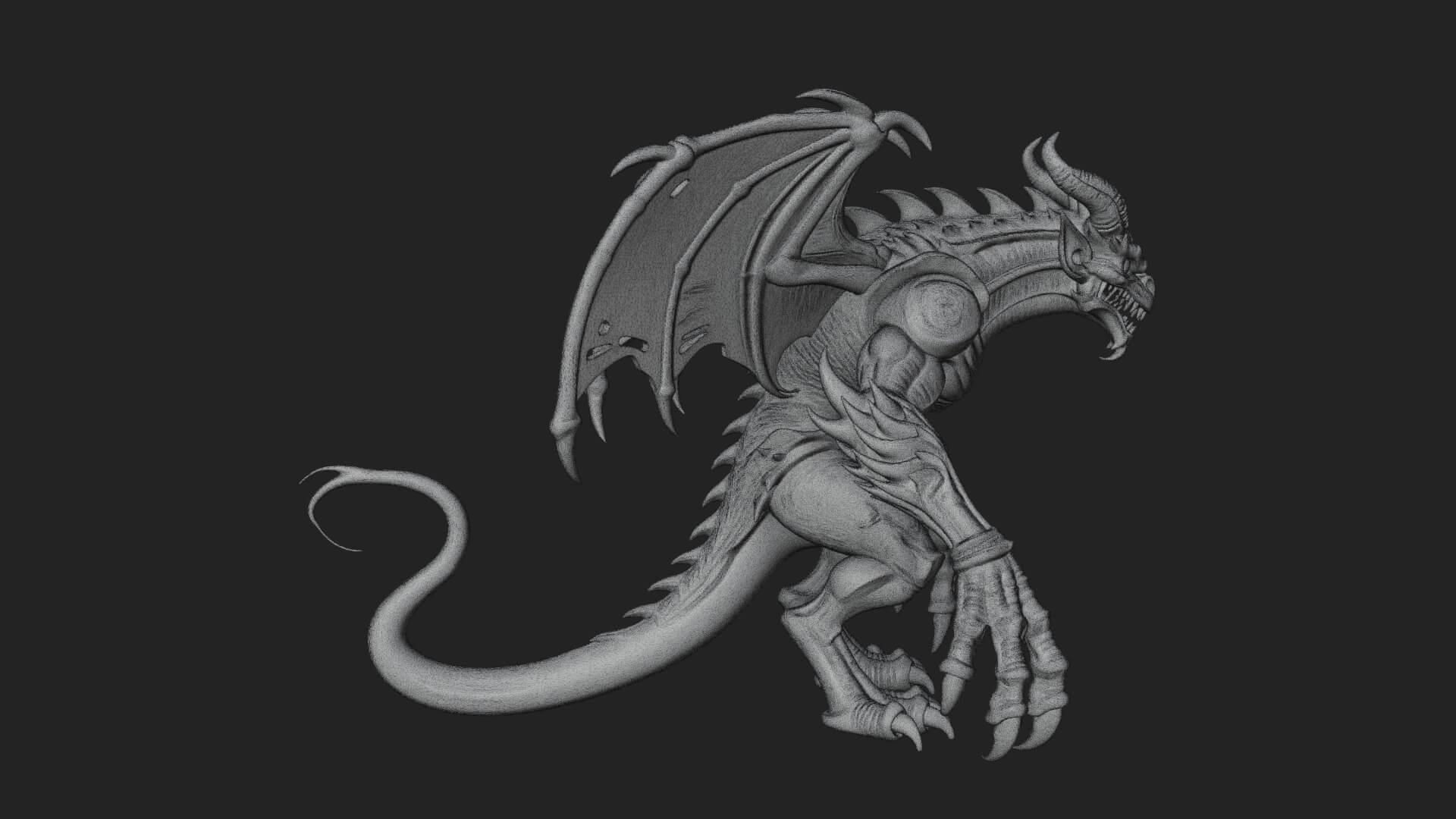 Winged Dragon Demon Statue Design 21 3D Print Model 3D Model
