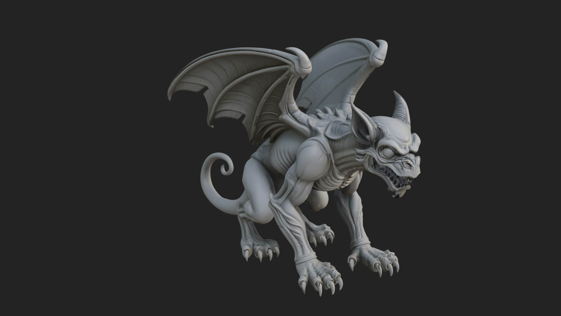 Winged Dragon Demon Statue Design 22 3D Print Model 3D Model